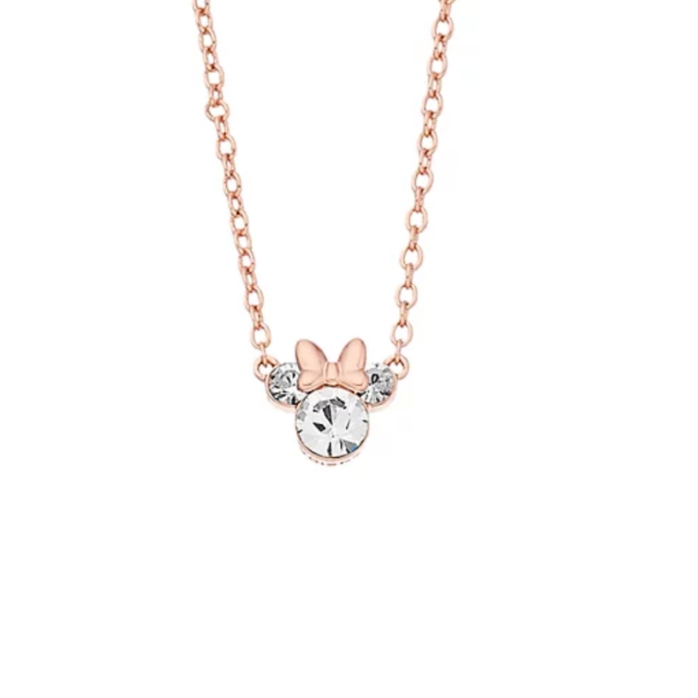 Minnie Mouse Rose Gold Tone Sterling Necklace with Crystal Pendant - Picture 2 of 2